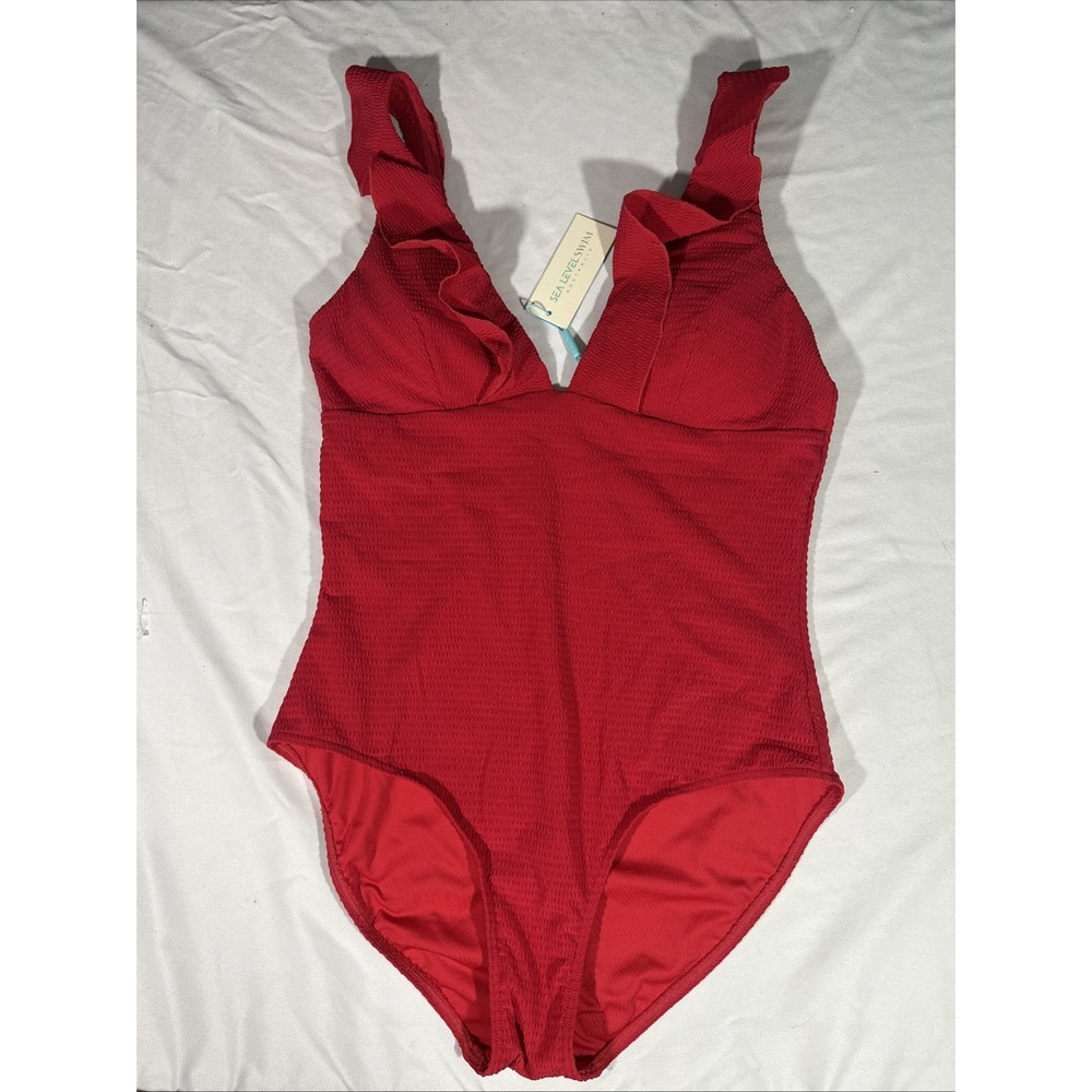 NWT Sea Level [ 10‎ US ] Textured One-Piece Swimsuit in Red #6944